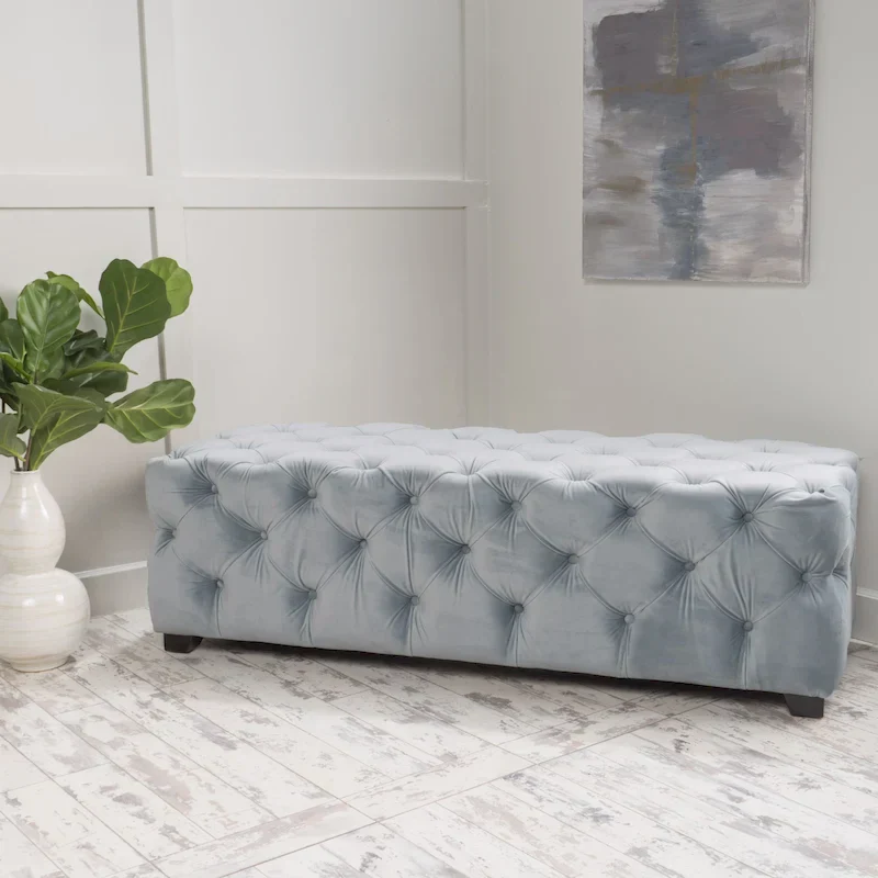 Christopher Knight Home Piper Glam Tufted Velvet Ottoman Bench