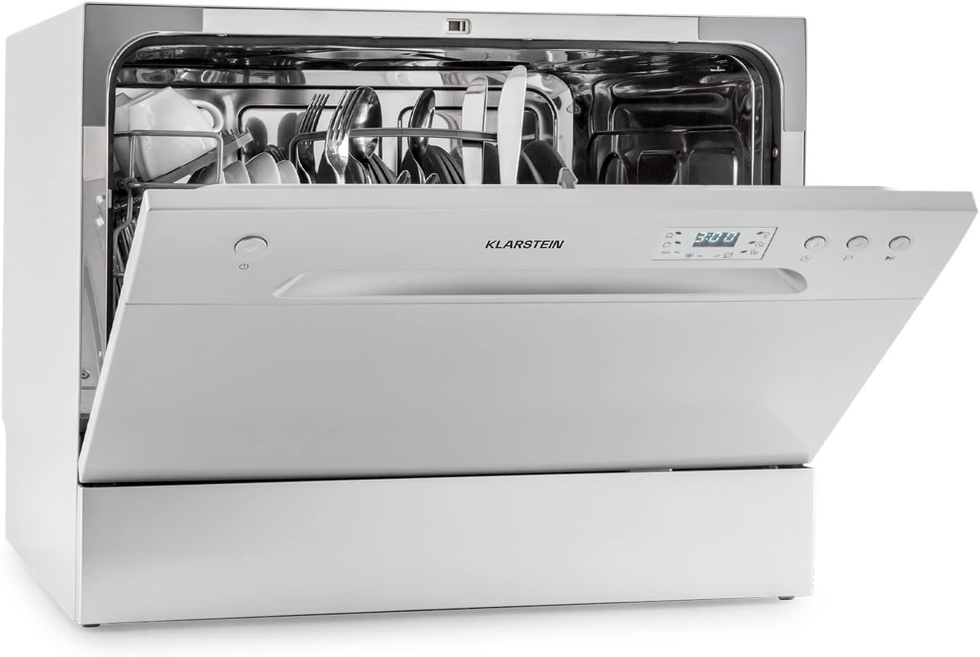 Lavavajillas Klarstein para Encimera Pequeña, Mini Lavavajillas 6 Cubiertos Portátil en Mesa Silenciosa, 6 Programas de Lavado, Lavavajillas Compacto para Uso en Hogar y Oficina