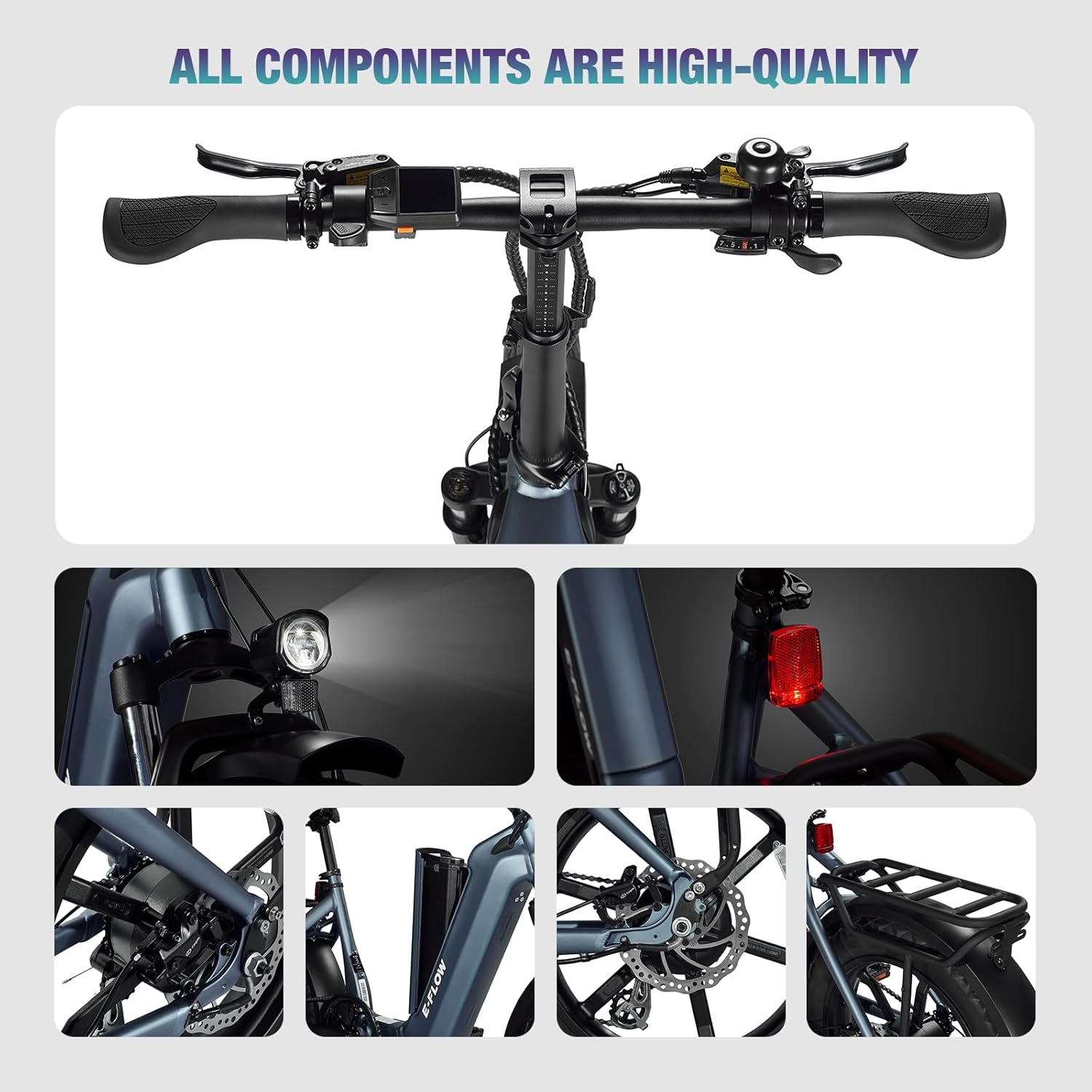 SDU 750W Peak 1000W Folding Ebike, Young Electric Bike E-Flow 48V/20Ah Hidden Removable Battery, Up to 90 Miles 28 Mph, 20''x4.0'' Fat Tire Commute Moutain Fast Cargo E-Bike for Adults