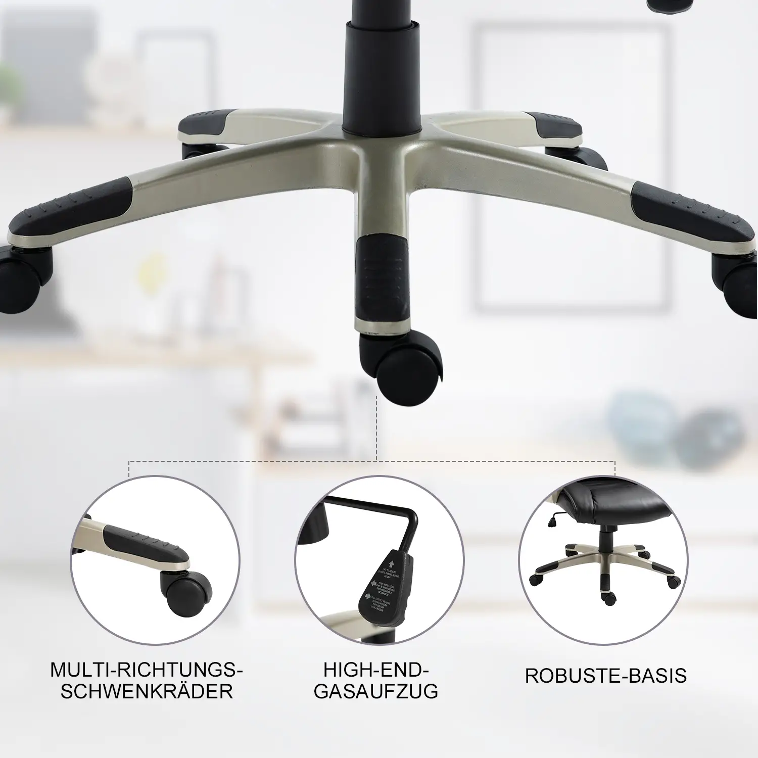HOMCOM Bürostuhl höhenverstellbar 360° drehbar