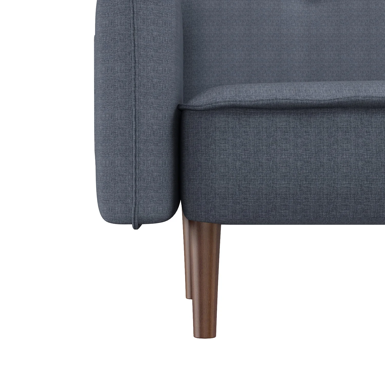 Sofá Futón Moderno Gris de Tela con Patas de Madera Sólida, Cama Convertible con Almohadas de Acento