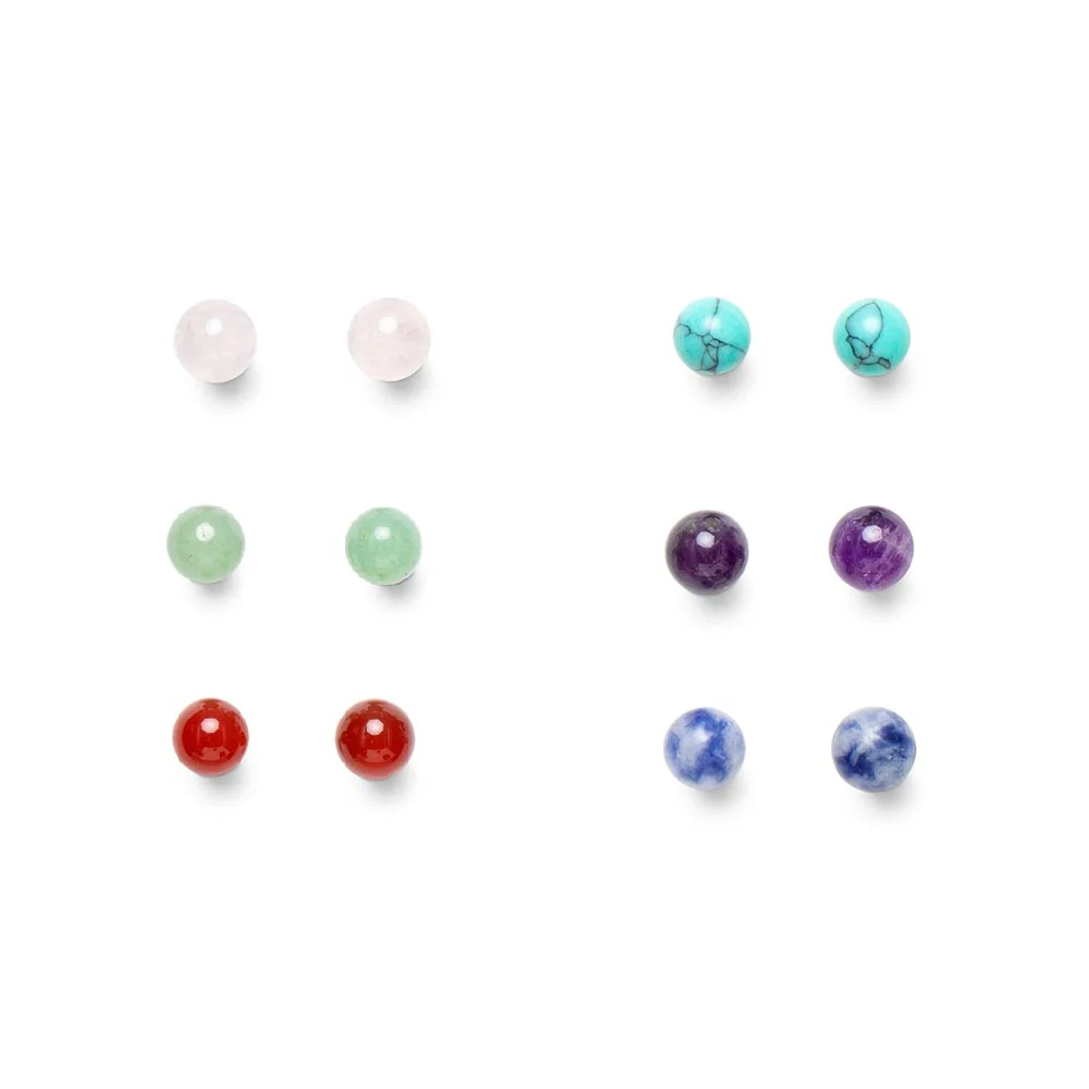 Set van 6 - Edelsteen Oorbellen - Oorstekers Mix - Oorknopjes Edelstenen