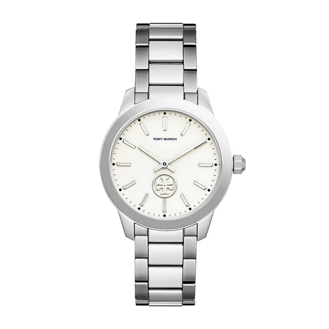 Tory Burch Collins Silver Stainless Steel White Dial Women's Watch TBW1301