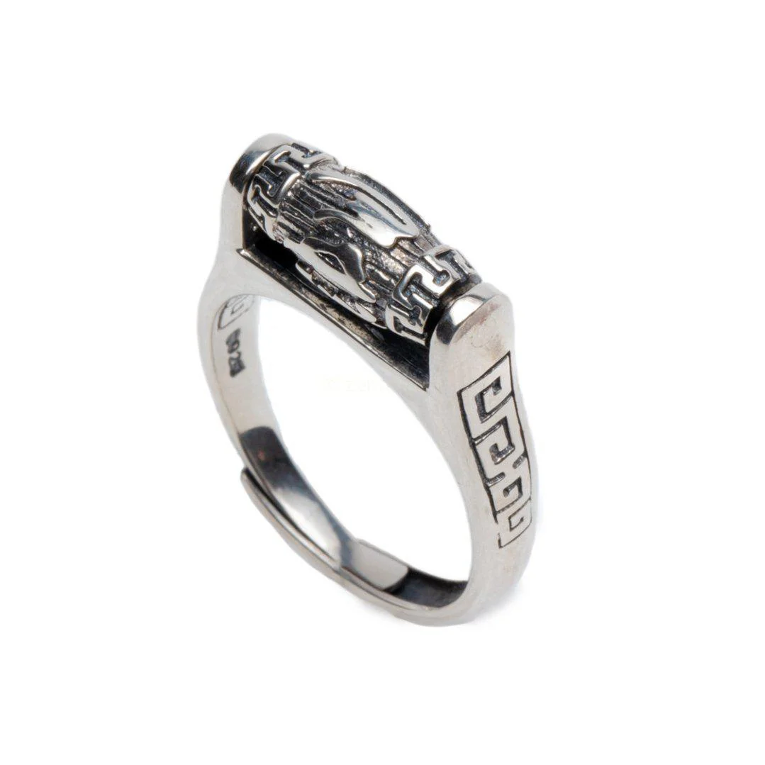 Tibetaanse Ring - 925 Sterling Zilver - Gebedswiel - Verstelbare Geluksring