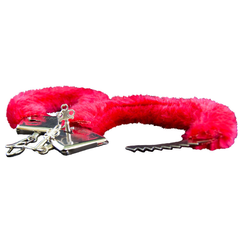 Red Furry Handcuffs | Red Wholesale Handcuffs | 1803 12 PACK