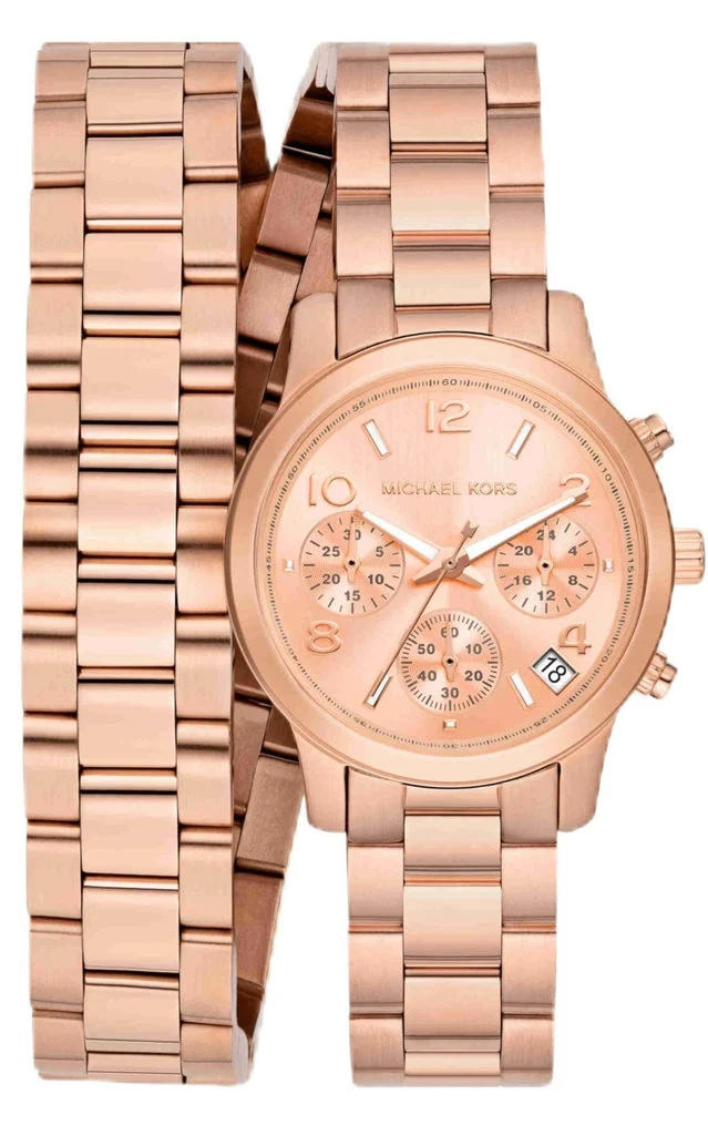 Michael Kors Runway Chronograph Rose Gold Wrap Women's Watch - MK7453