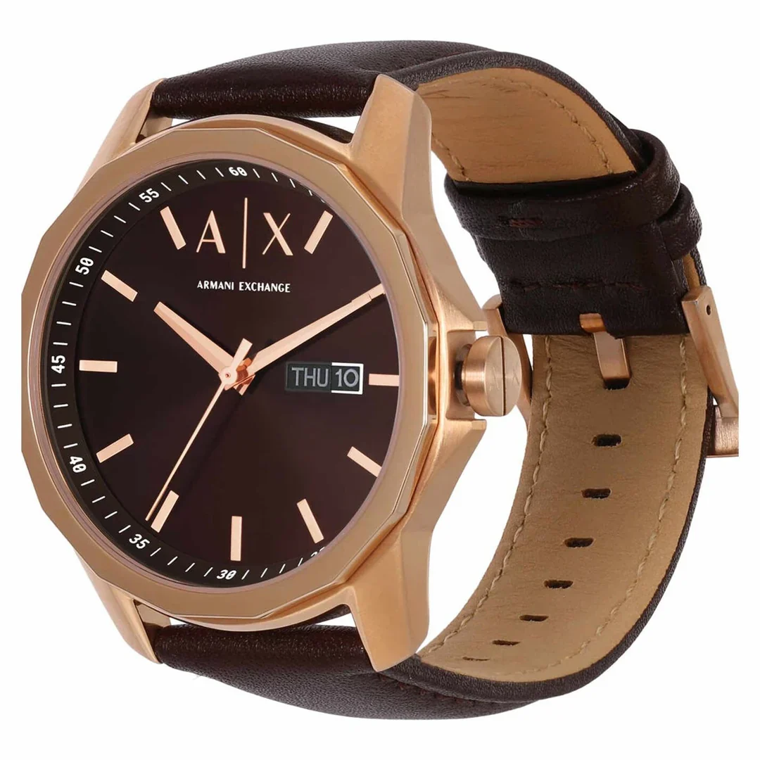 Armani Exchange Banks Three-Hand Day-Date Brown Sunray Dial Men's Watch - AX1740