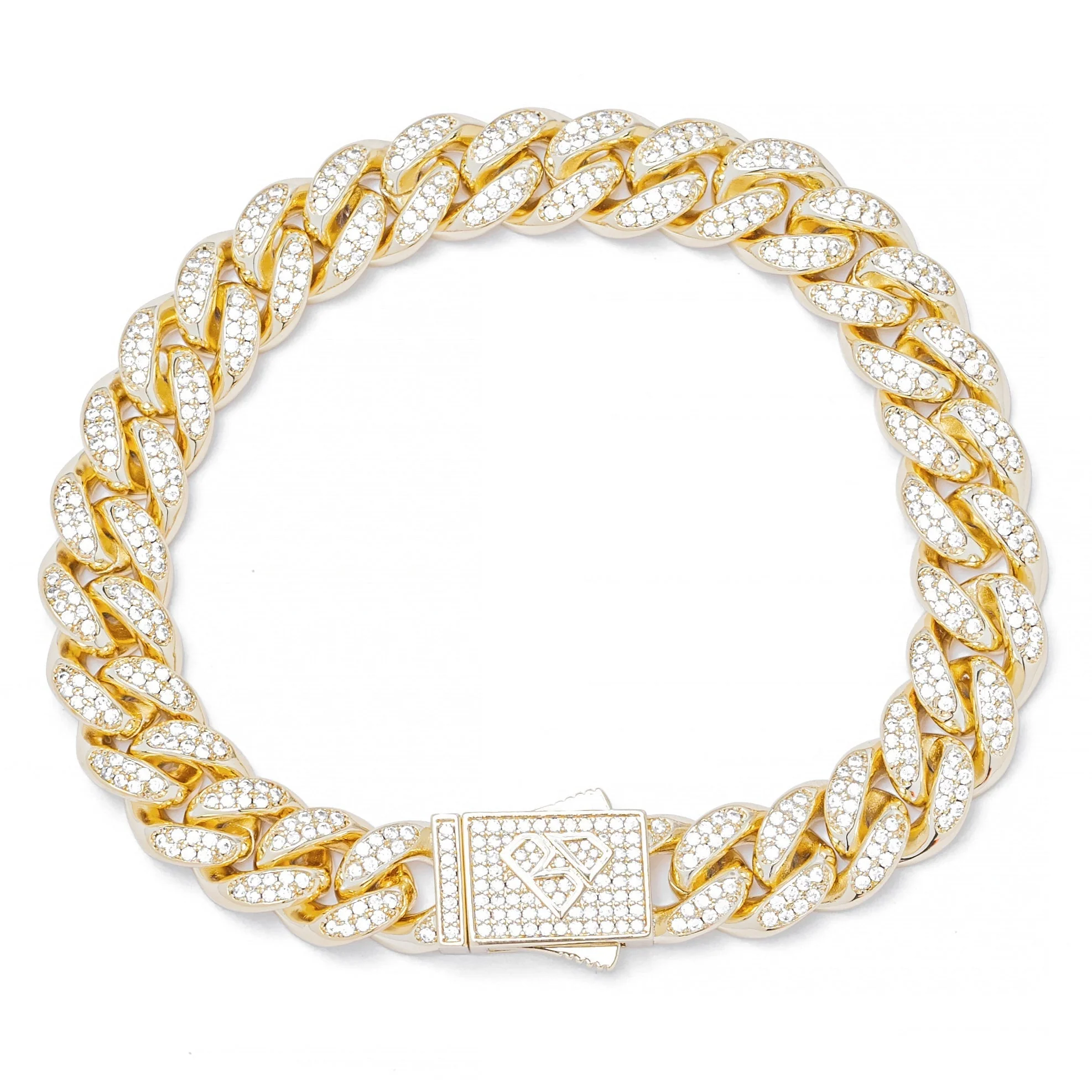 Big Daddy 12MM Gold Diamond Cuban Link Iced Out Bracelet