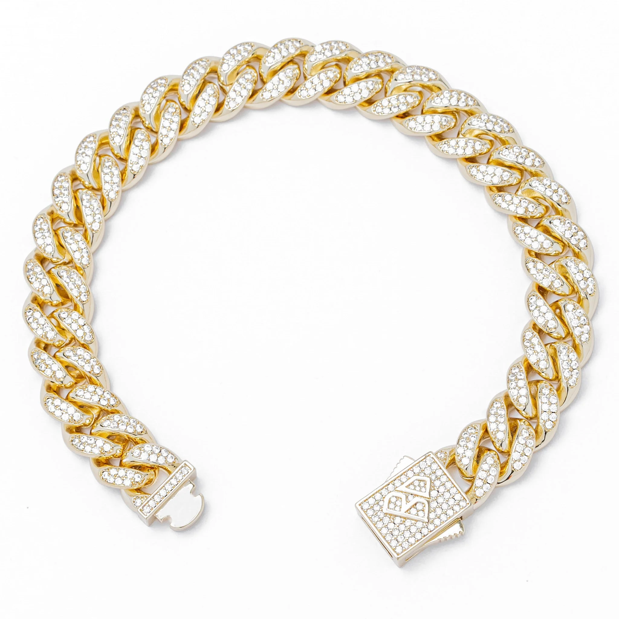 Big Daddy 12MM Gold Diamond Cuban Link Iced Out Bracelet