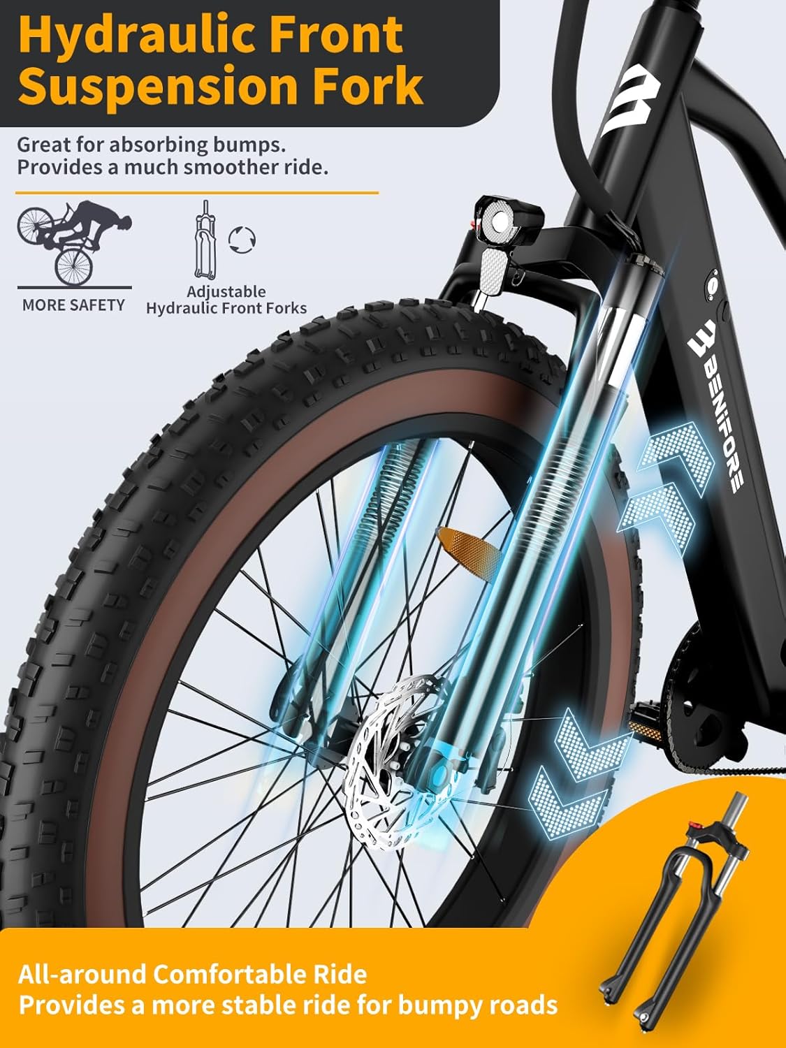 Luckeep Electric Bike for Adult 1400W Peak,72 Miles 28 MPH, 48V 720WH Battery 26 Fat Tire Mountain EBikes with Hydraulic Suspension, 7-Speed, Lightweight E-Bike for Men UL Certified Electric Bicycles
