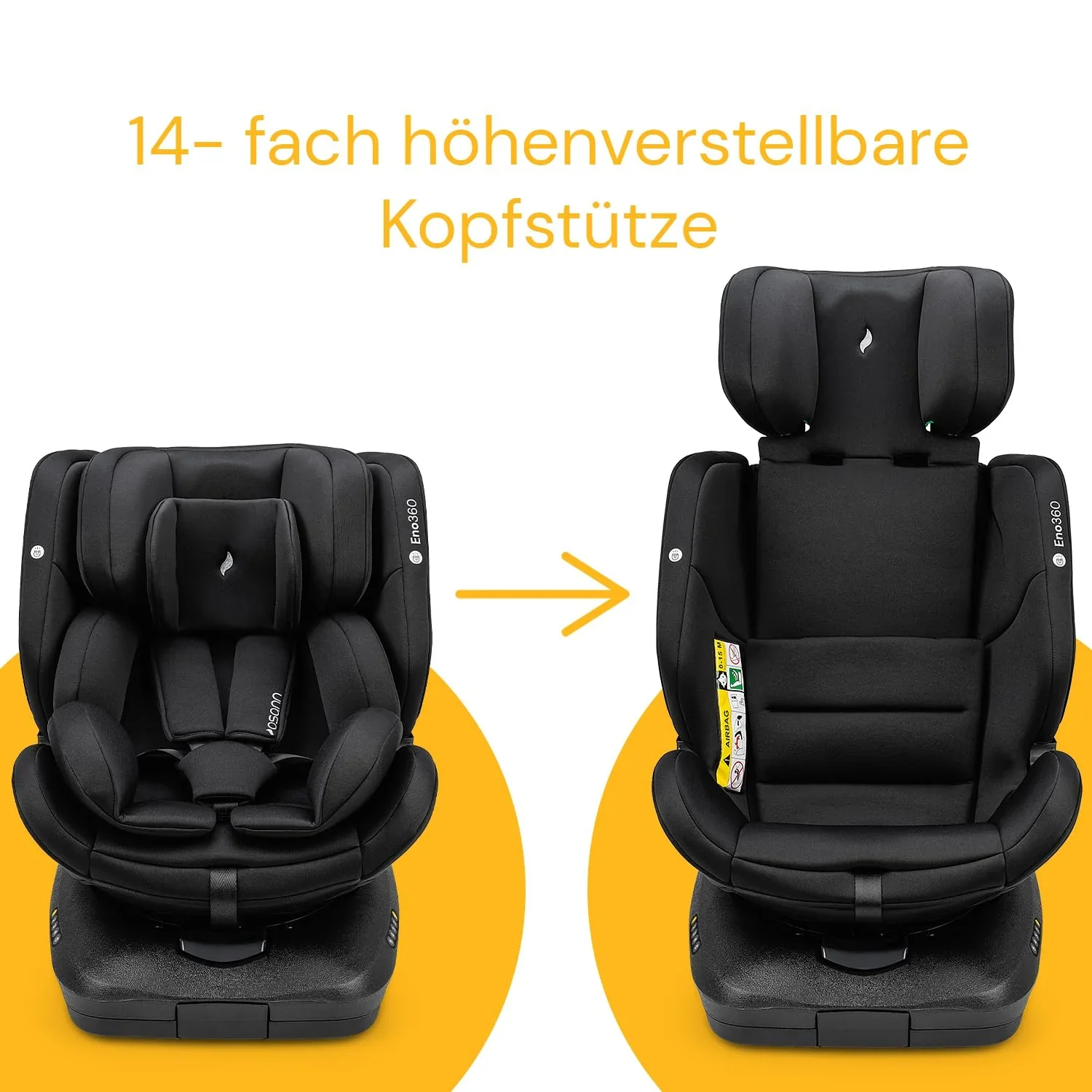Osann Eno360 i-Size, drehbarer Kindersitz 40-150 cm, Reboarder mit Isofix, Baby Autositz �C Dark Grey Melange