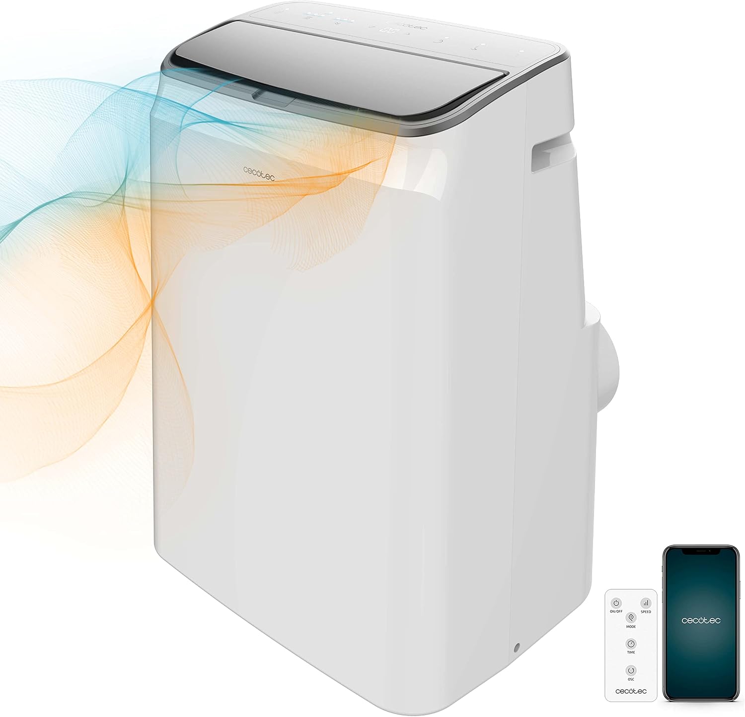 Cecotec Tragbarer Klimaanlage ForceClima 9150 Style, 9000 BTU, Abdeckungsbereich 25m2, Fernbedienung, Touch-Bedienung, LED-Display, 4 Modi, 2 Geschwindigkeiten, Entfeuchtungsmodus, Timer