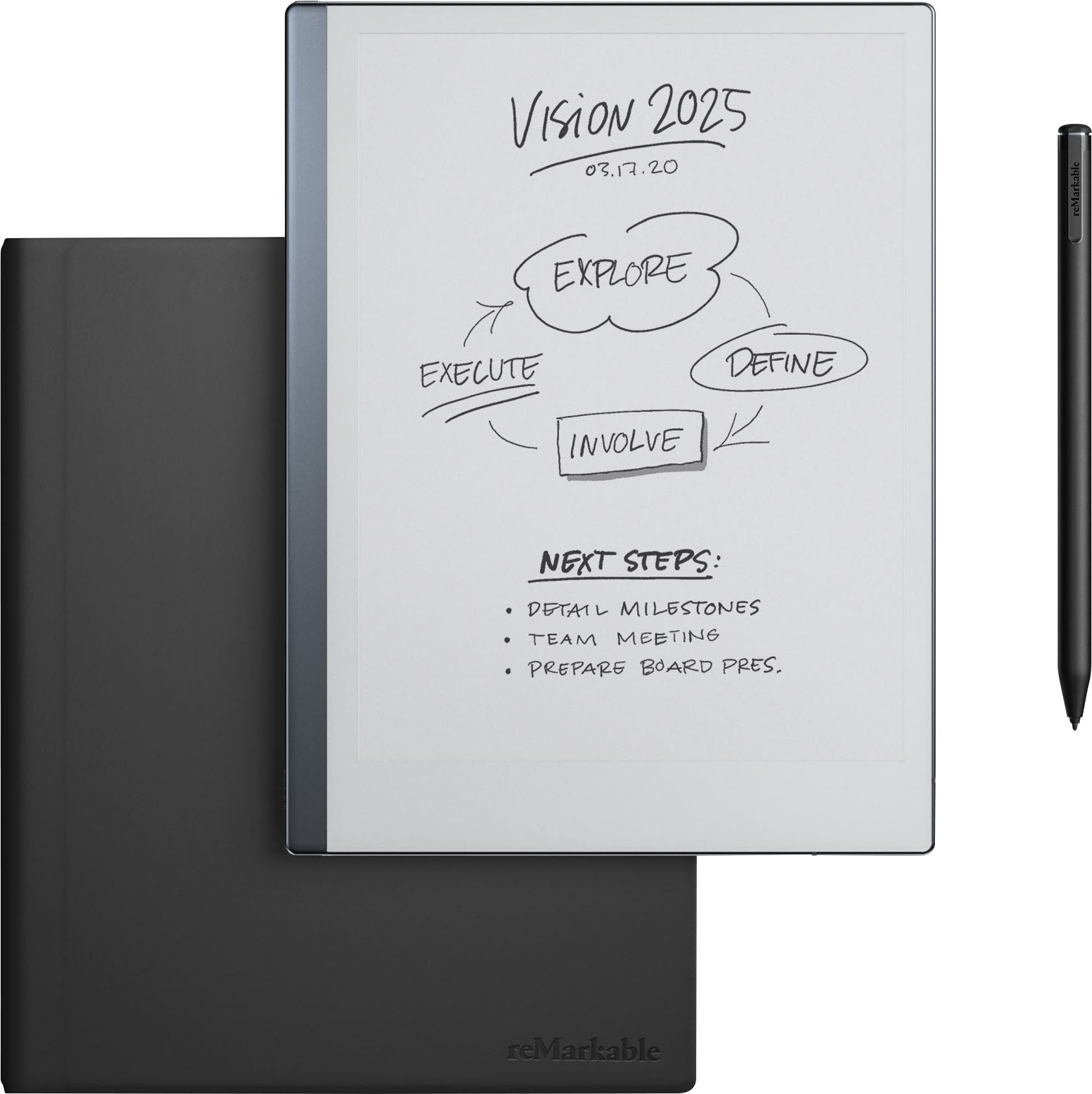 reMarkable 2 ?C 10.3?? Paper Tablet with Marker Plus and Premium Leather Book Folio ?C Black
