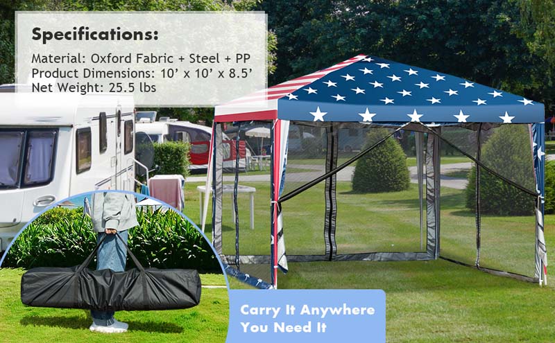 Eletriclife Outdoor 10 x 10 Feet Pop-up Canopy Tent Gazebo Canopy
