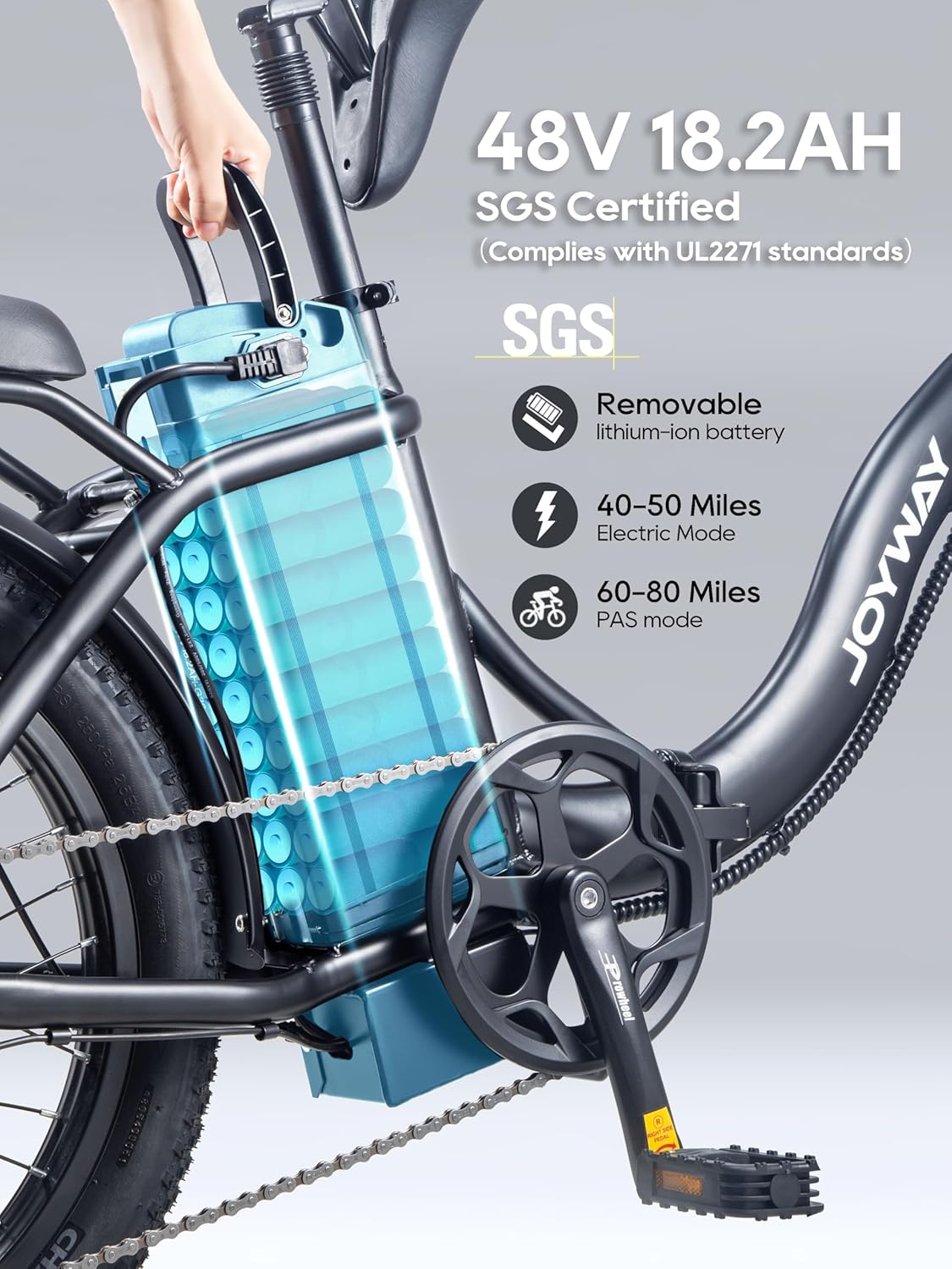 HELLOMOTO Folding Electric Bike, 873WH 18.2AH Long Range ebike 20 X 3.0 Fat Tire ebike 48V 750W E Bike, 28MPH,74 Miles Max Range, Adult Electric Bicycles for Commute