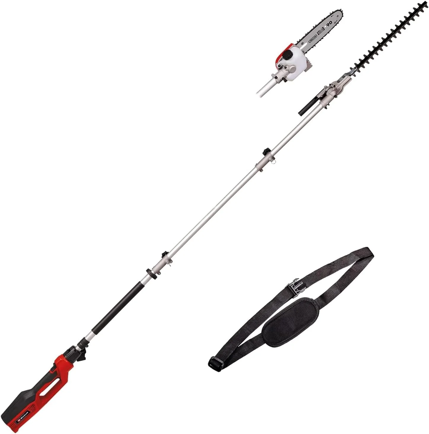 Einhell elektrische stokheggenschaar/-zaag GC-HC 90/2046 T (900 W, 41,2 cm snijlengte heggenschaar, 18 cm snijlengte kettingzaag, tot 2,60 m steel)