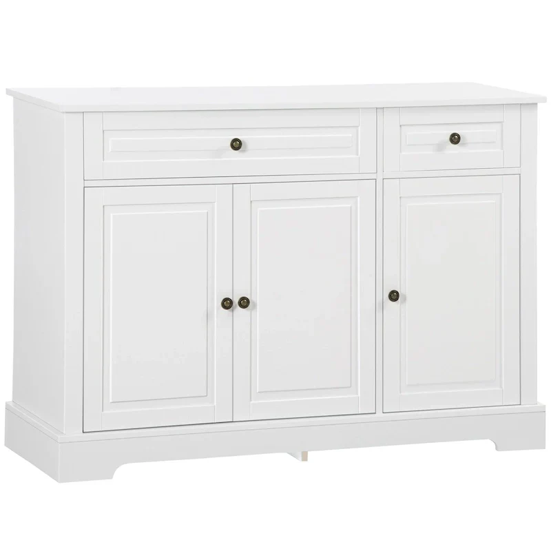 Modern Sideboard Buffet Cabinet with 2 Drawers and Adjustable Shelves - Ideal Coffee Bar Storage