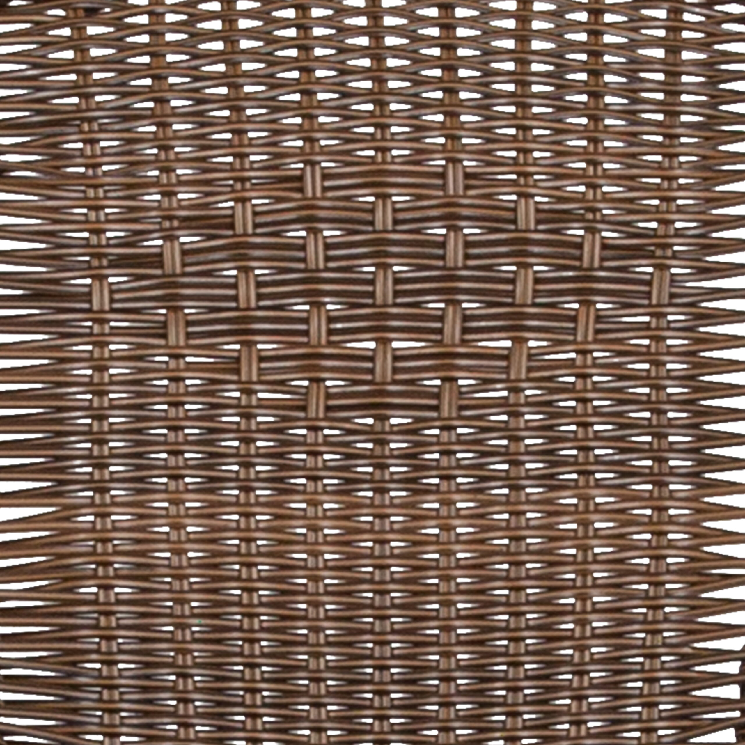 28  Round Glass Metal Table with Dark Brown Rattan Edging and 2 Dark Brown Rattan Stack Chairs