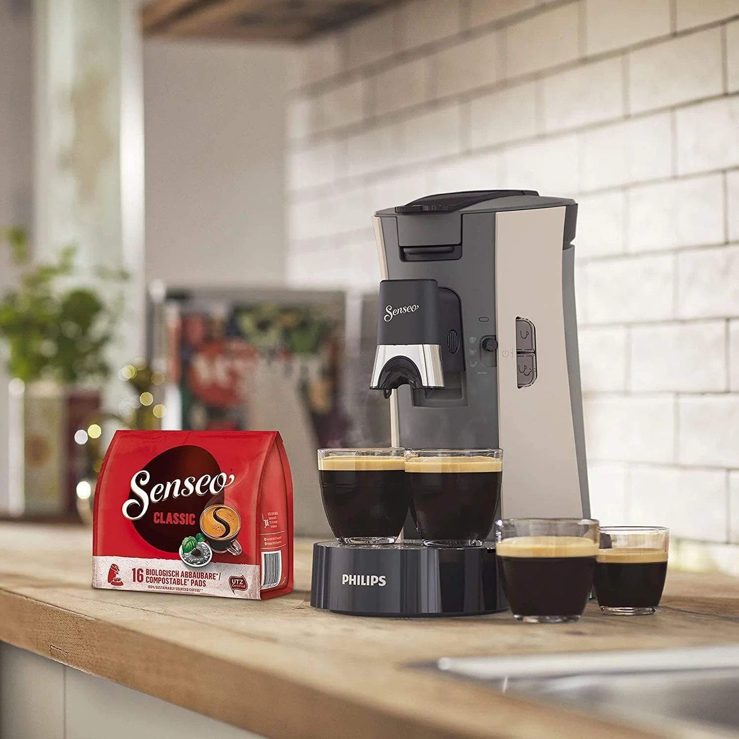 Philips Senseo Select CSA240/20 Koffiepadapparaat (koffiesterktekeuze Plus, memo-functie, van gerecycled plastic), Zwart Eco
