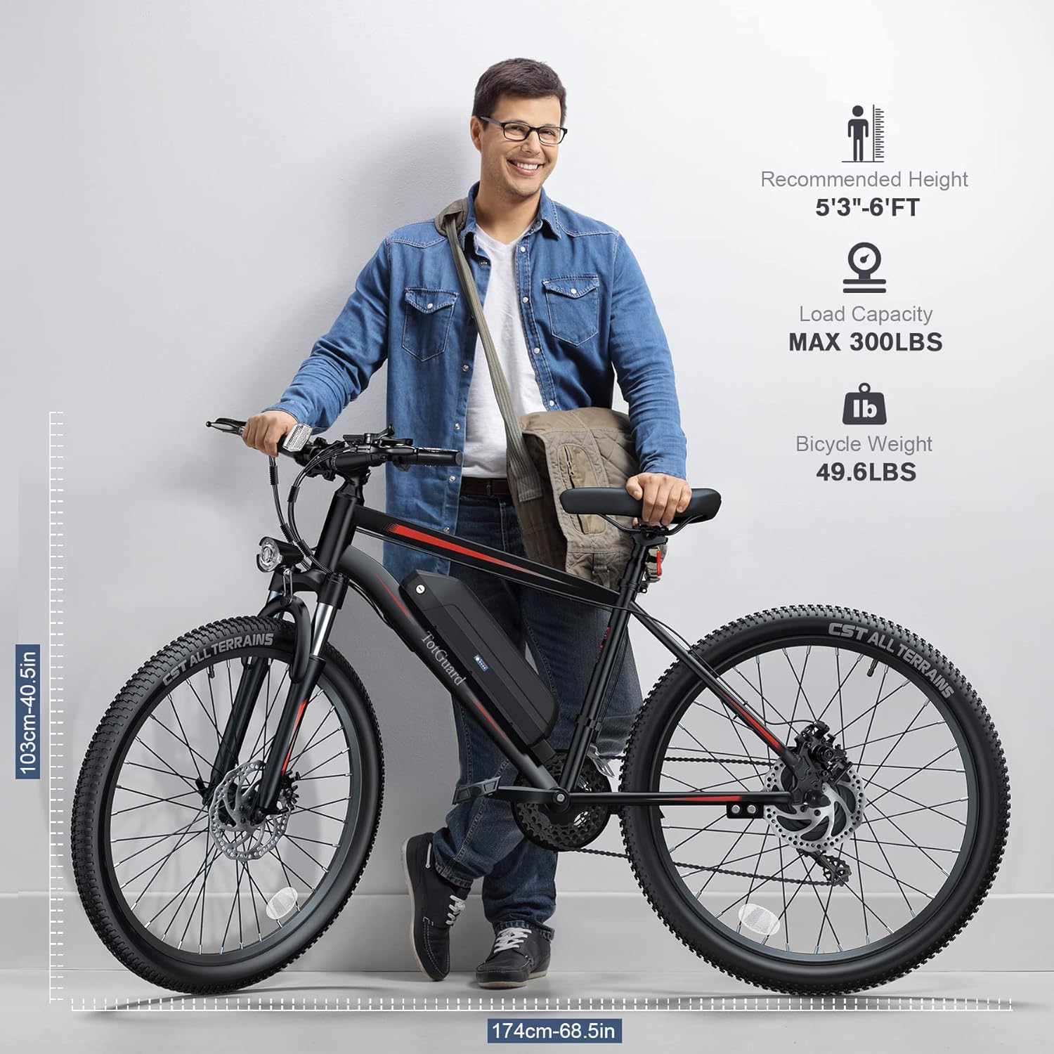 TotGuard Electric Bike, 27.5 Electric Bike for Adults 500W Ebike 21.6MPH Adult Electric Bicycles Electric Mountain Bike,48V 499WH Removable Lithium Battery,21-Speed Gears,Lockable Suspension Fork