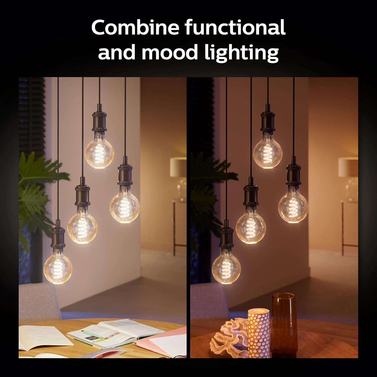 Philips Hue White Ambiance G40 LED Bulb 4-Pack, 550LM, E26, Smart Home Compatible with Alexa & Google Assistant
