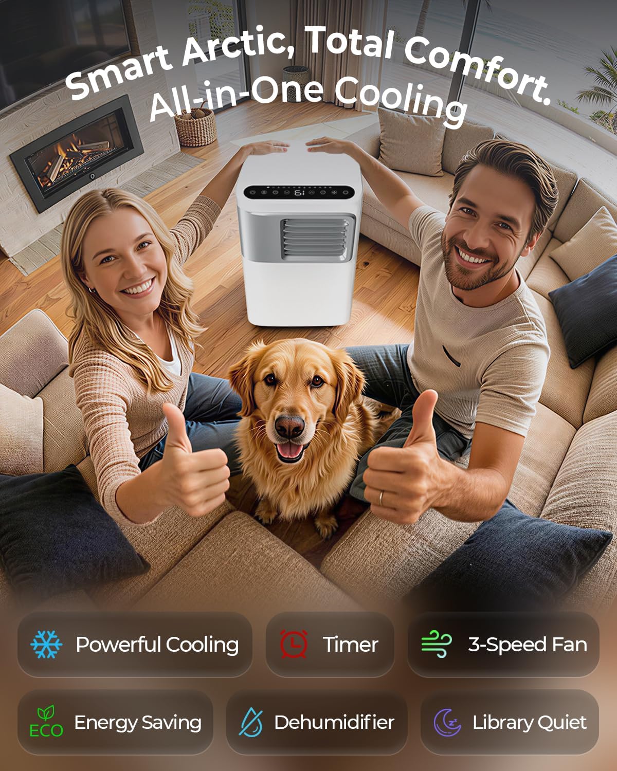 Tragbare Klimaanlage 16.000 BTU für große Räume bis zu 730 Quadratmeter, 5 in 1 Smart AC Einheit mit WiFi/Fernbedienung, schnelle Kühlung, Luftentfeuchter