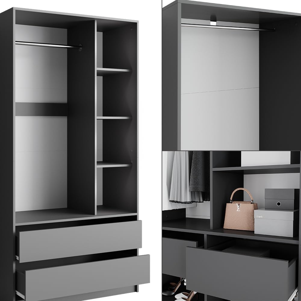Vicco Elmo Cabinet, Anthracite, 280 x 200 cm, Pack of 3