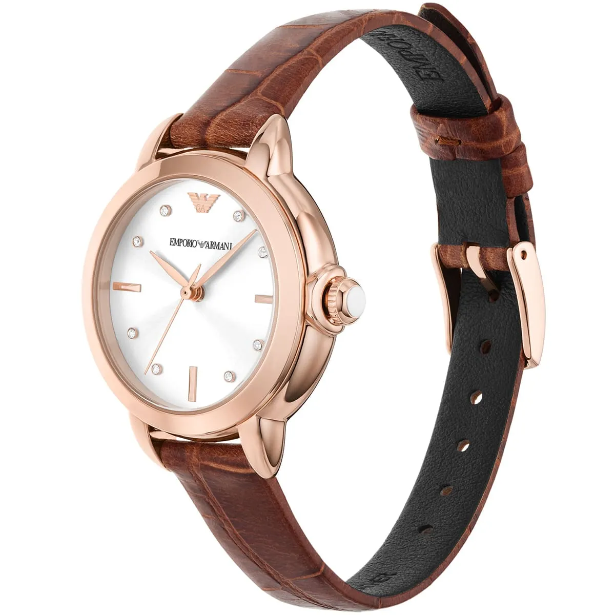 Emporio Armani Mia Three-Hand Brown Geniune Leather Women's Watch - AR11525