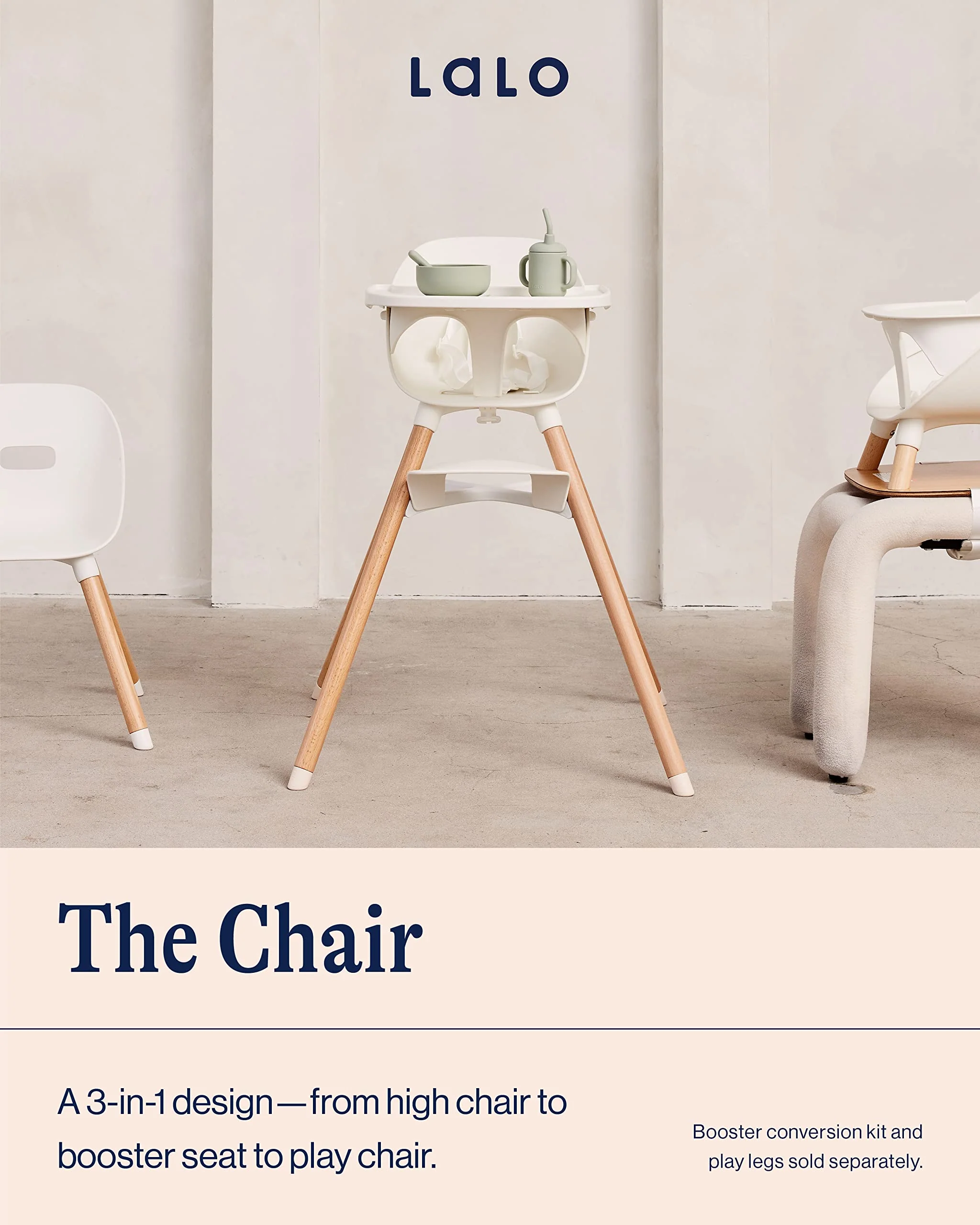 2025 Lalo The Chair Convertible 3-en-1 – Silla Alta de Madera para Bebés y Niños, con Bandeja Apta para Lavavajillas y Reposapiés Ajustable – Color Licorice