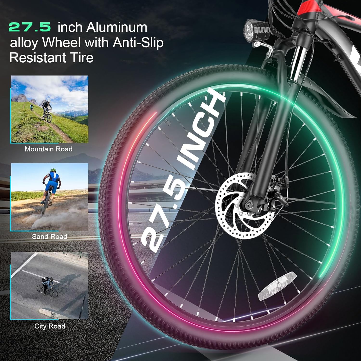 Vivi Electric Bike, 27.5 Electric Bike for Adults, Peak 750W Ebike 22MPH Electric Mountain Bike with 48V 499.2WH Battery, Up to 50 Miles, 21 Speed Adult Electric Bicycles, UL 2849 Certified