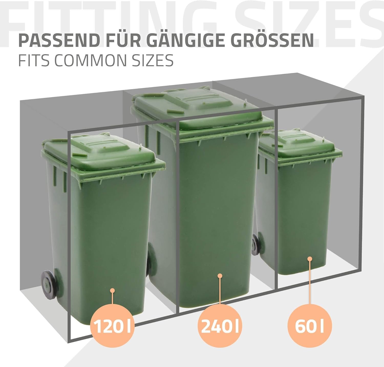 ML-Design Mülltonnenbox 4er 4 Tonnen 240L 264x80x116,3cm Anthrazit-Holzoptik, Stahl, wetterfest/abschließbar Mülltonnenverkleidung Klappdeckel/4 Türen, Müllbox Mülltonnecontainer Mülltonnenabdeckung