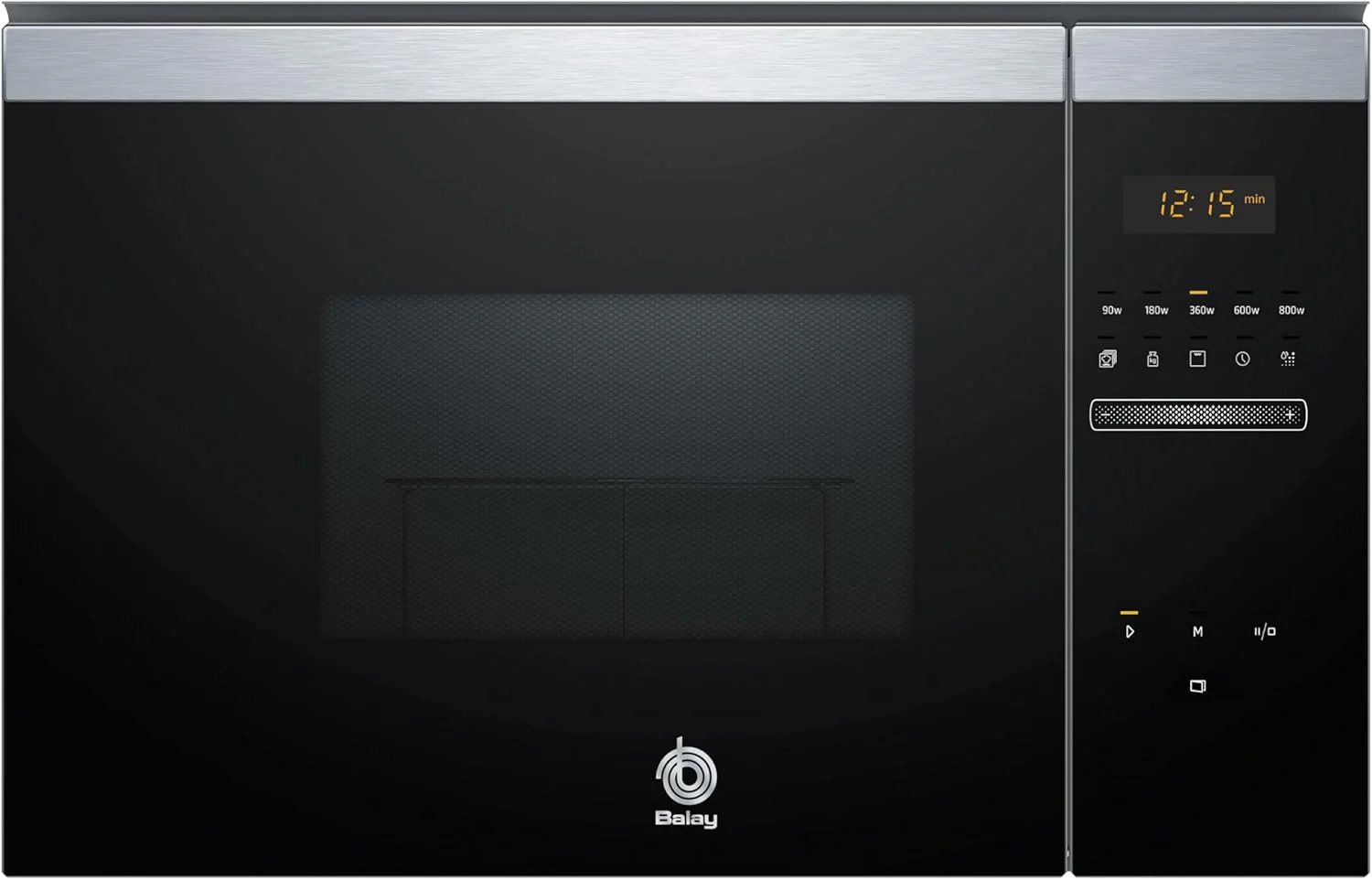 Balay 3CG5172N2 - Microwave, Electronic, Frameless Built-in, 38 cm, 20 l, 5 F, Aqualisis, Left Side Ap, 8 Recipes, Turntable 10", With Grill, Black Glass