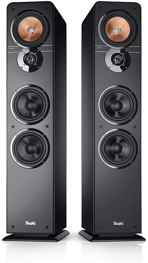 Teufel Ultima 40 Stereo Lautsprecher - HiFi Standlautsprecher Paar der Spitzenklasse, Phase-Plug Hocht?ner, 3-Wege System, Doppelrohr-Bassreflex, Musik, Filmton, Games - schwarz