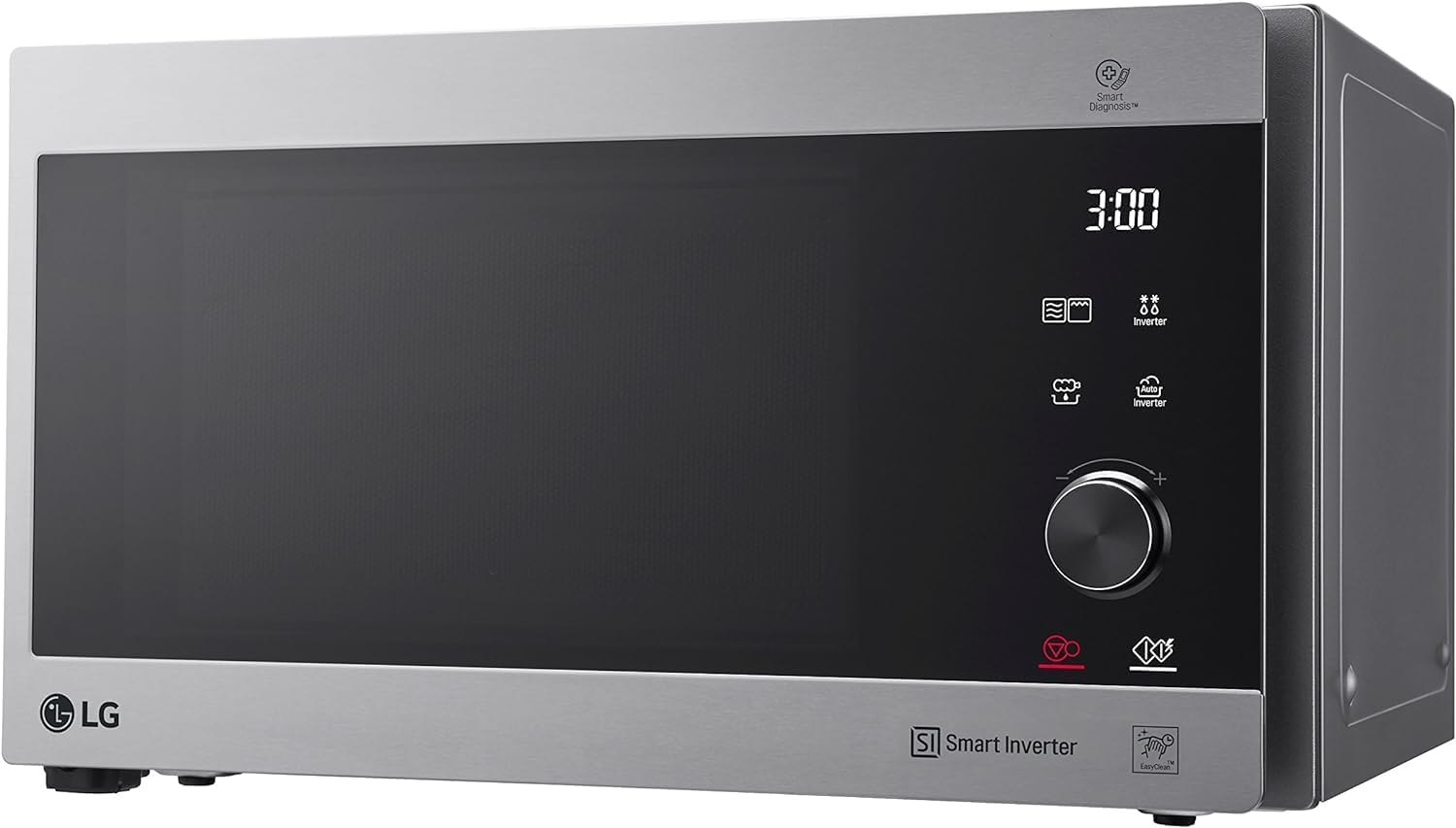 LG MS2595CIS Mikrowelle mit Smart Inverter Technologie, 25 Liter Kapazität, 1000 W, Automatikprogramme, einstellbare Leistungsstufen und EasyClean-Funktion, Silber