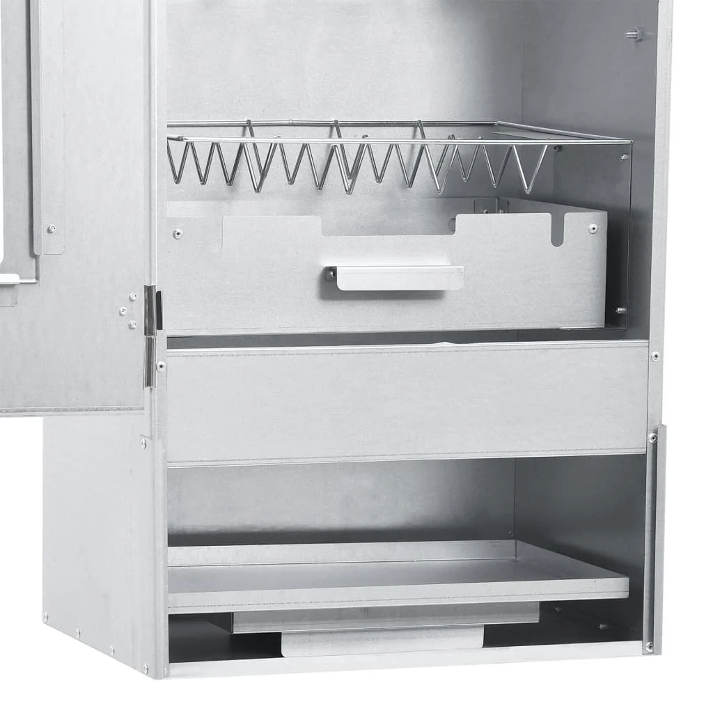 2025 Ahumador 44,5 x 29 x 83 cm con mesa 40 x 28 x 44,5 cm galvanizado – Armario para ahumar plateado