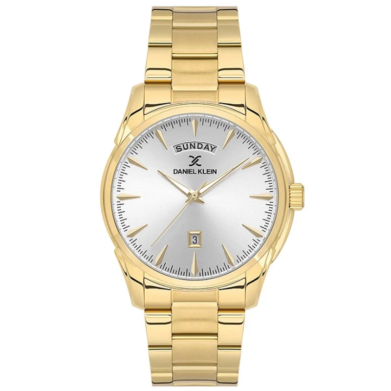 Daniel Klein Classic Day-Date White Dial Gold Watch - DK.1.13864-2