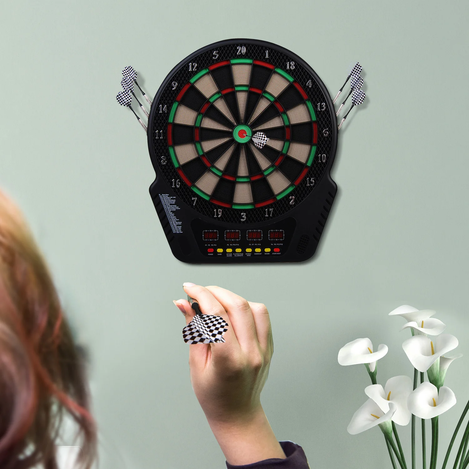 HOMCOM elektronische Dartscheibe Dartboard 27 Spiele 16 Spieler