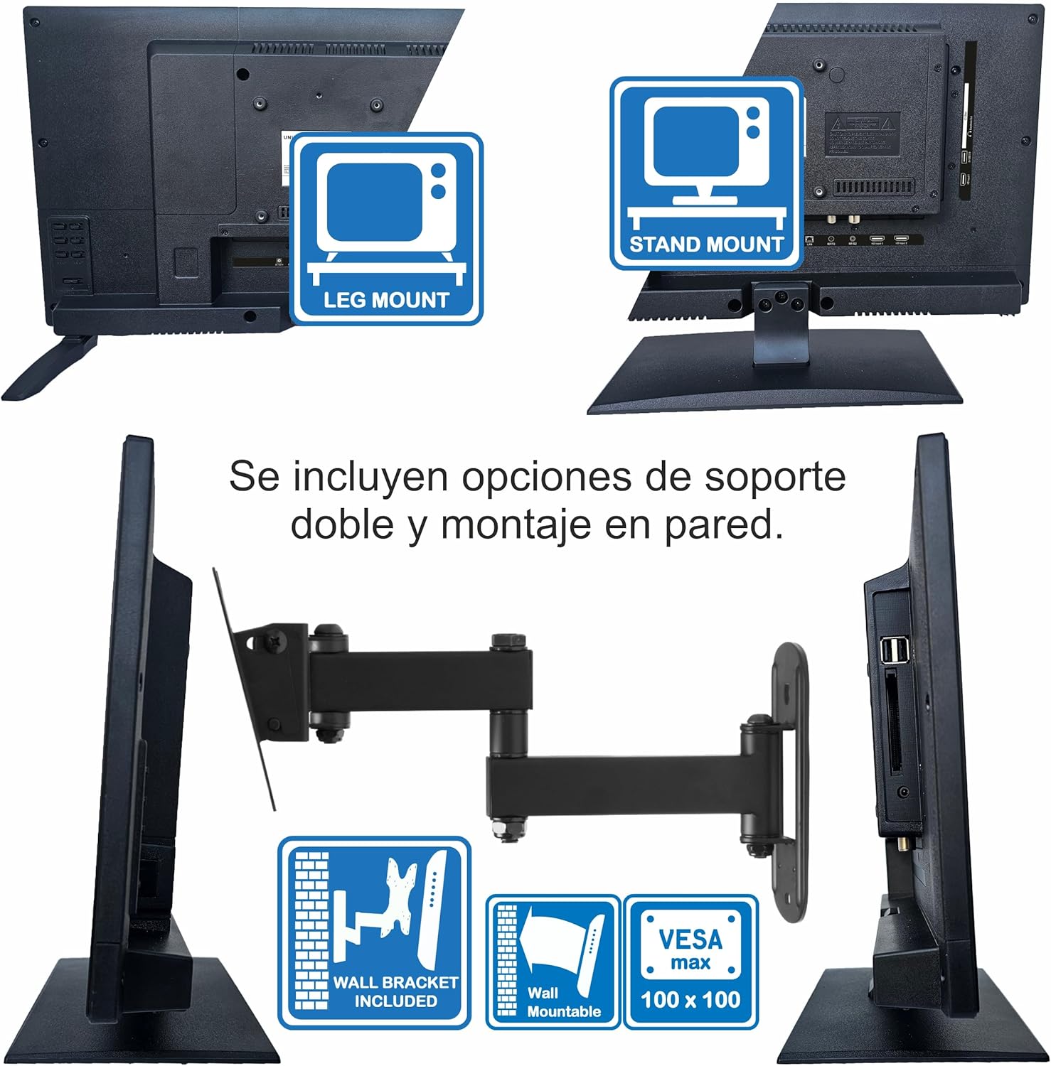 Unispectra ® 19 inch Smart TV (webOS) ELED + Magic Remote. 230 V 24 V. Triple Tuner TDT, Sat and Cable. 3 x HDMI. 12 V TVs for Motorhomes, Caravans TV, Trucks, Boats