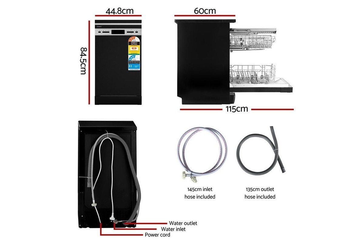Devanti 10 Place Settings Freestanding Dishwasher Silver