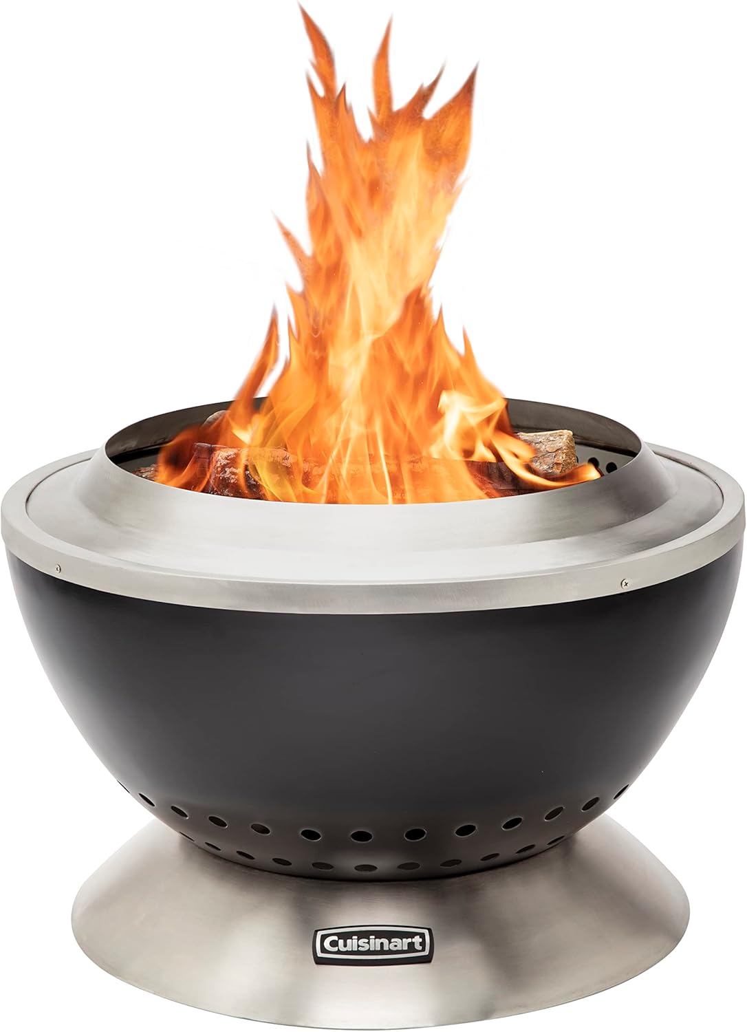 Cuisinart 24�� Cleanburn Smokeless Fire Pit with Removable Base for Ash, Portable Wood Burning Outdoor Fireplace, Stainless Steel Smoke Free Outdoor Heater, Enhanced Airflow and Easy Cleanup