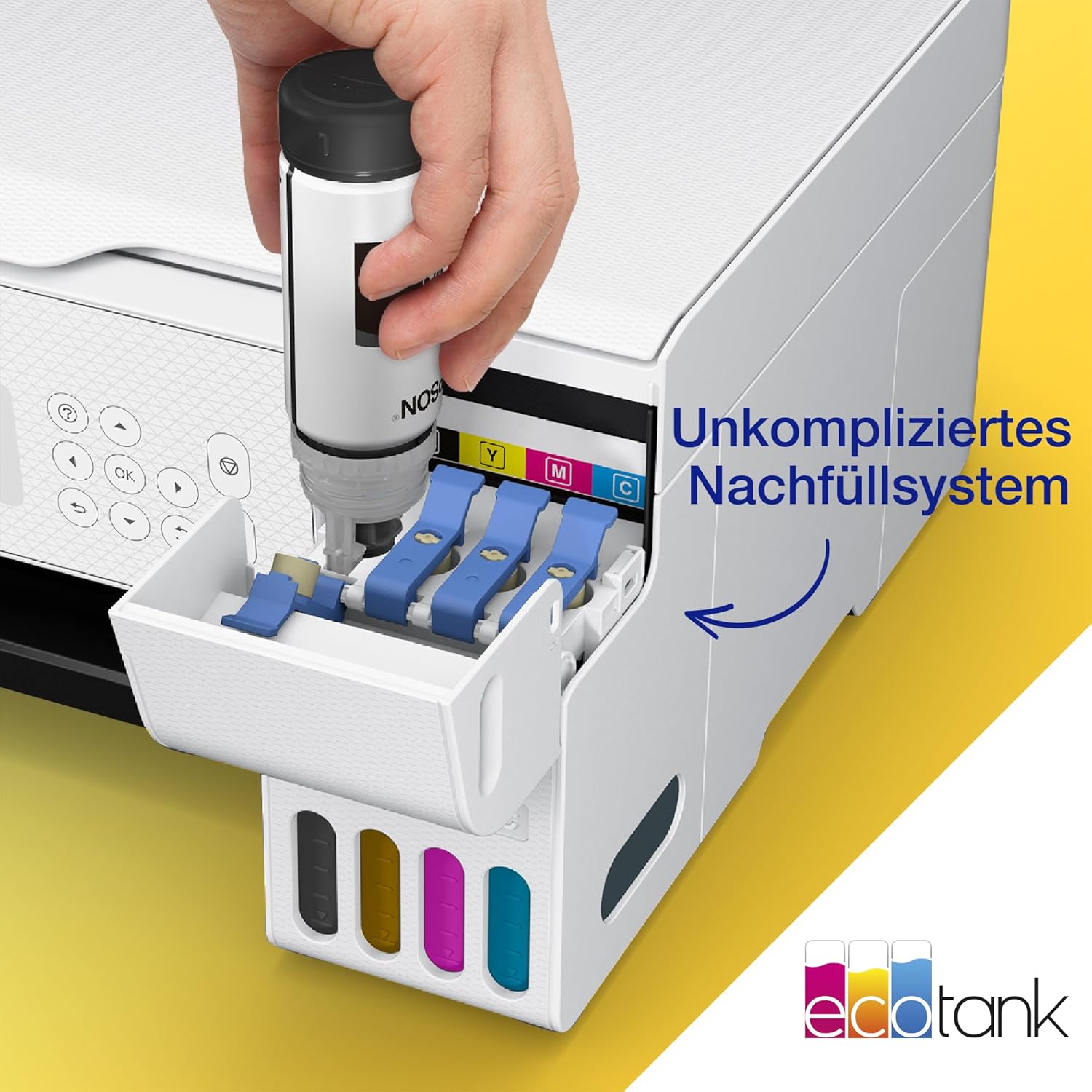 EcoTank ET-2876 Tintentankdrucker für vielbeschäftigte Haushalte WLAN A4 Drucken, Kopieren, Scannen 3.7 cm LCD-Bildschirm inkl. Tinte für bis zu 3 Jahre