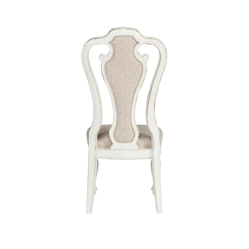 White Pedestal Dining Table with 4 Upholstered Chairs