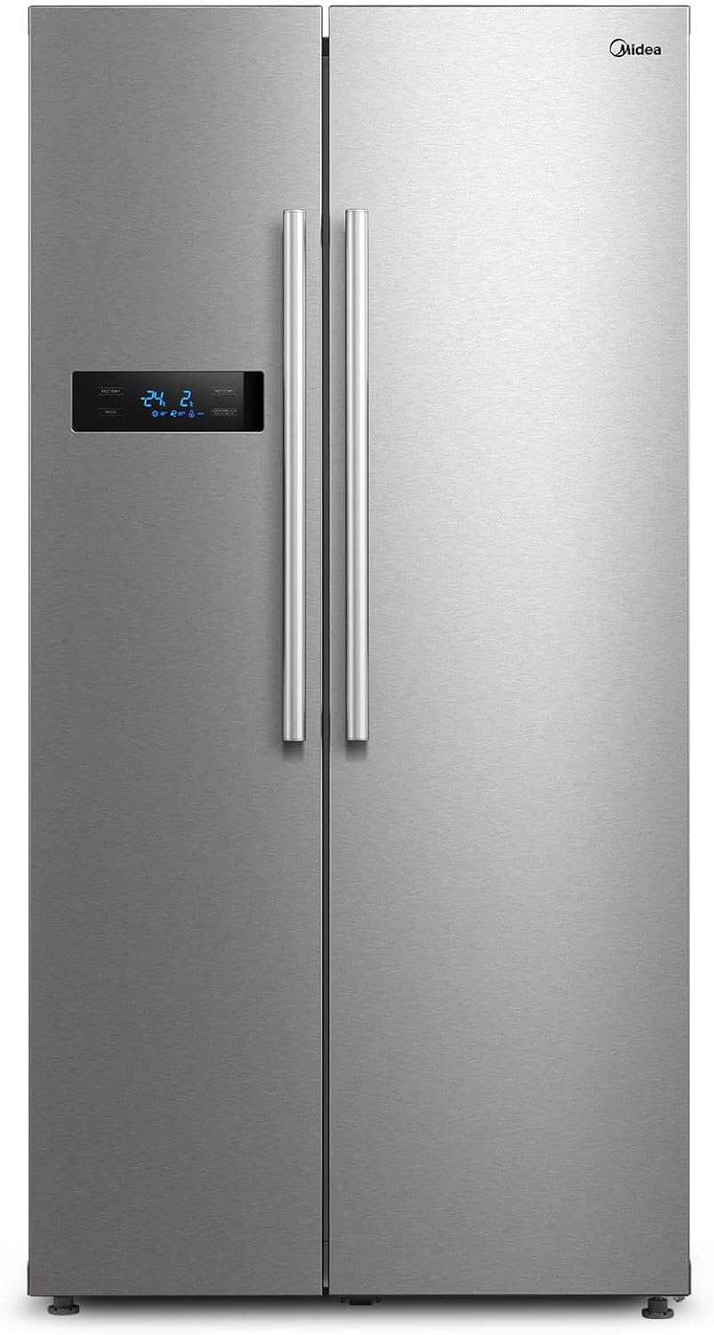 Midea KS-DDX 6.32 WT Side-by-Side Kühl-/Gefrierkombination/ 178,8 cm Hhe/ 254 kWh/Jahr/No Frost/Dual Inverter Compressor/mit 3in1 Wasser-/Eisspender und Wassertank, Dark Inox