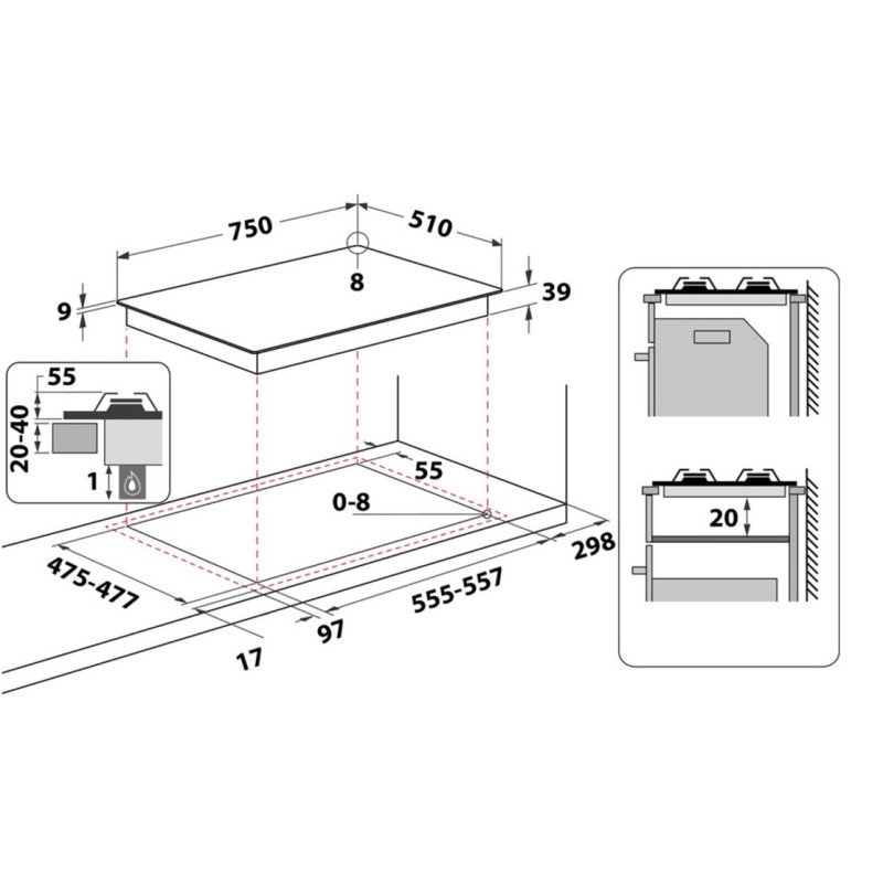Piano cottura a gas 75 cm Avena Griglie Smaltate - Tripla corona HOTPOINT ARISTON PCN 750 T (AV) R /HA - PCN750TAVRHA
