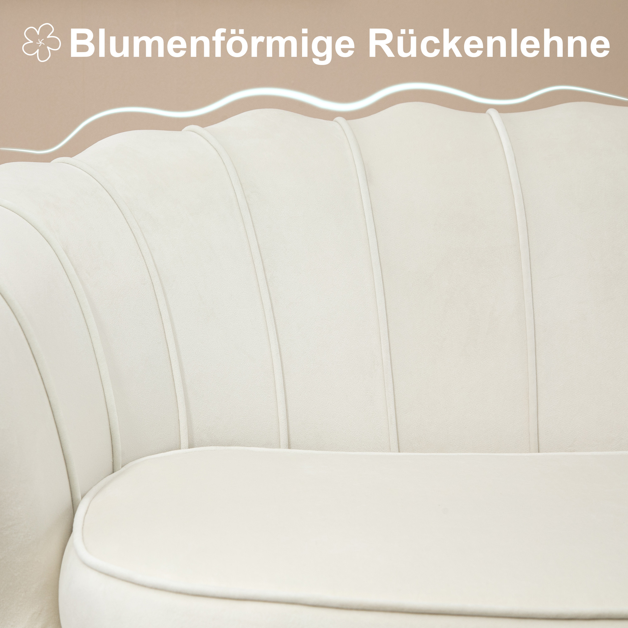 HOMCOM Vintage 2-zitsbank, bank, gestoffeerd meubilair, fluweeloptiek, tot 150 kg, Crème/Goud