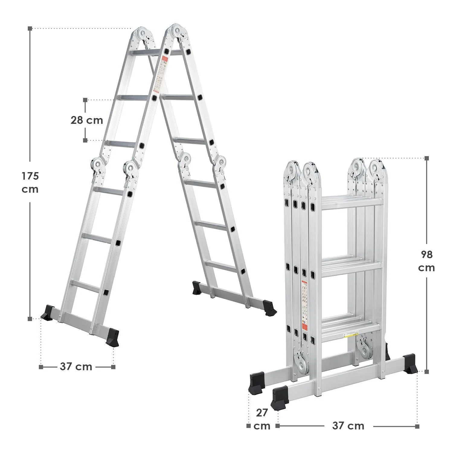 2025 Escalera multifuncional de aluminio 3,6 m – Versátil, estable y compacta