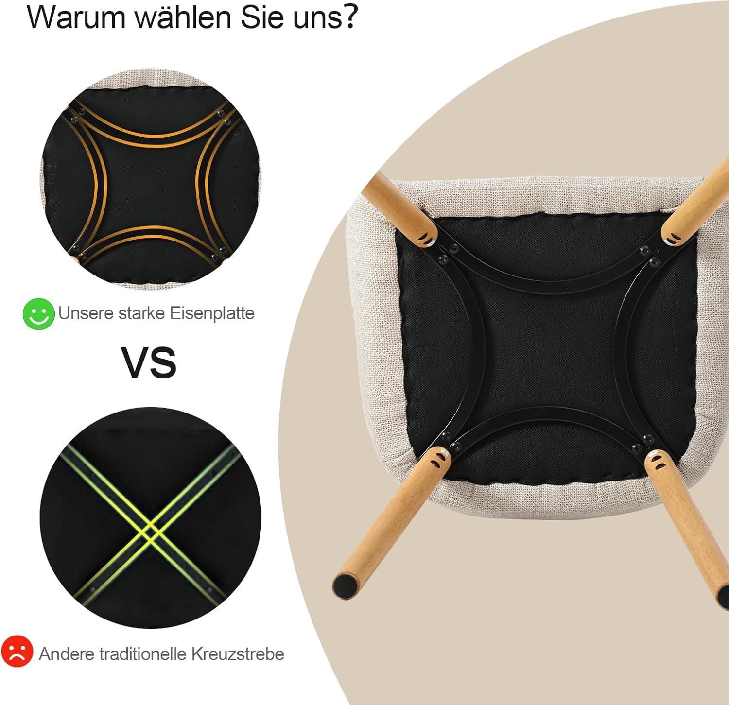 Juego de 4 sillas de comedor con reposabrazos, tapizadas en poliéster color beige y con patas de madera; sillas para comedor, cocina o salón. 2026
