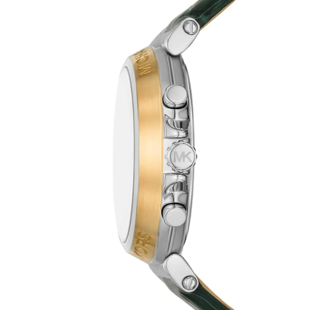 Michael Kors Oversized Maren Chronograph Green Leather Strap Women's Watch - MK7498