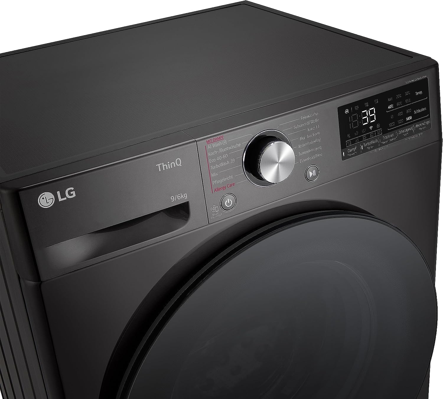 LG V7WD107H2E, Klasse E, Frontlader-Waschtrockner 10,5 - 7 kg, 1400 U/min, AI Direct Drive, Wi-Fi, Tiefenreinigung mit Dampf, TurboWash, Größere Kapazität, 62 x 60 x 85 cm ꟷ Weiß