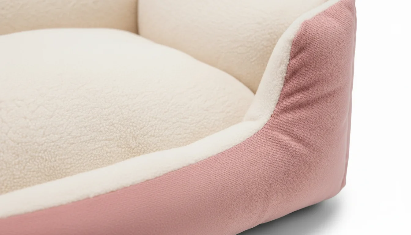 Soft Pink & White Dog Bed with Plush Cushioned Design